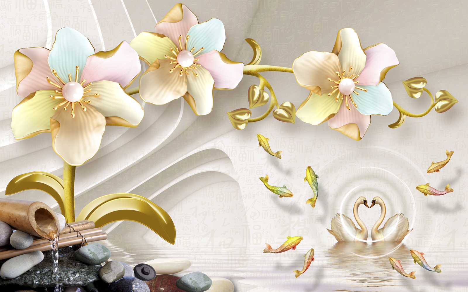 

Фотообои Walldeco Абстракция: цветы и лебеди №36887 Деко