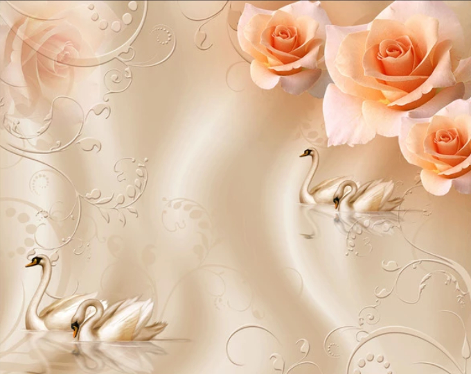 

Фотообои Walldeco Две пары лебедей №dec-001 Фреска