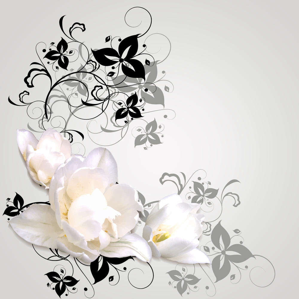 

Фотообои Walldeco Черно-белые цветы №30822 Жаккард