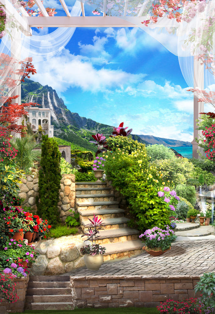 

Фотообои Walldeco Фреска: сад возле моря №30312 Деко