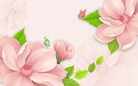 

Фотообои Walldeco Нежно-розовые цветы и бабочки №dec-292 Волокно