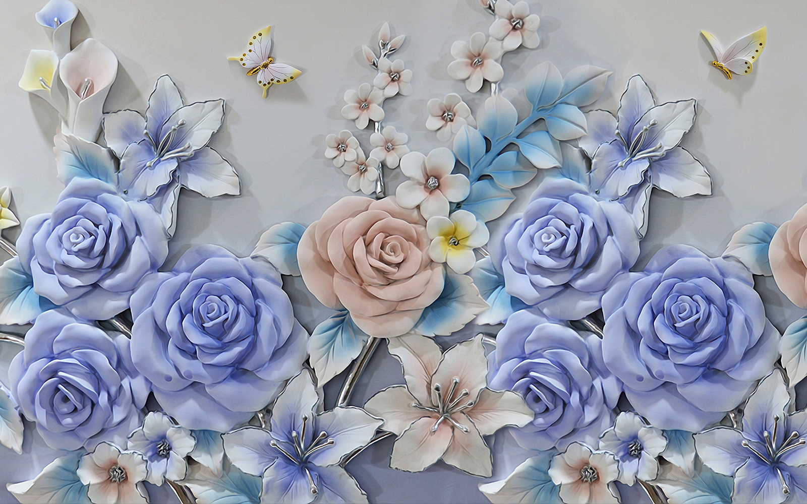 

Фотообои Walldeco Розы, лилии и бабочки №35909 Волокно