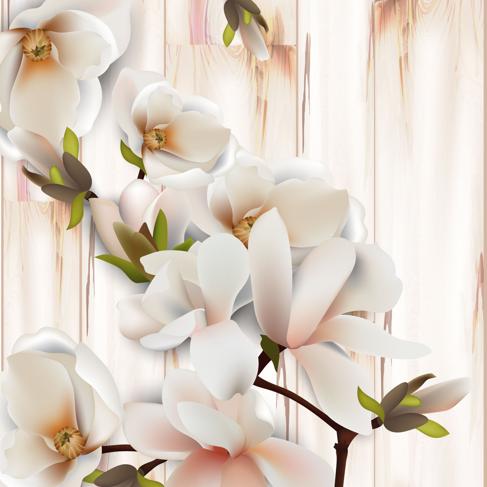 

Фотообои Walldeco Ветка с бело-коричневыми цветами №39498 Базальт