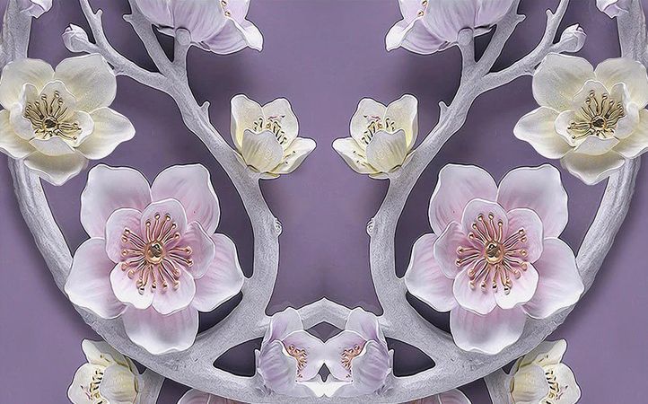 

Фотообои Walldeco Барельеф: цветущая симметрия №dec_3080 Базальт