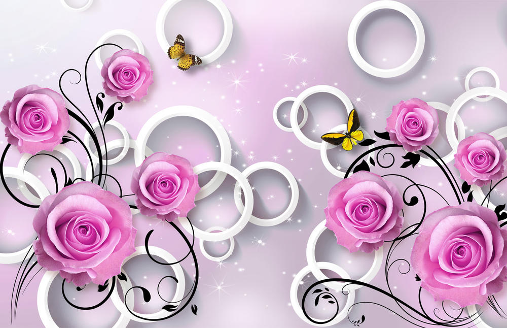 

Фотообои Walldeco Розовые розы с кольцами №30959 Бриз