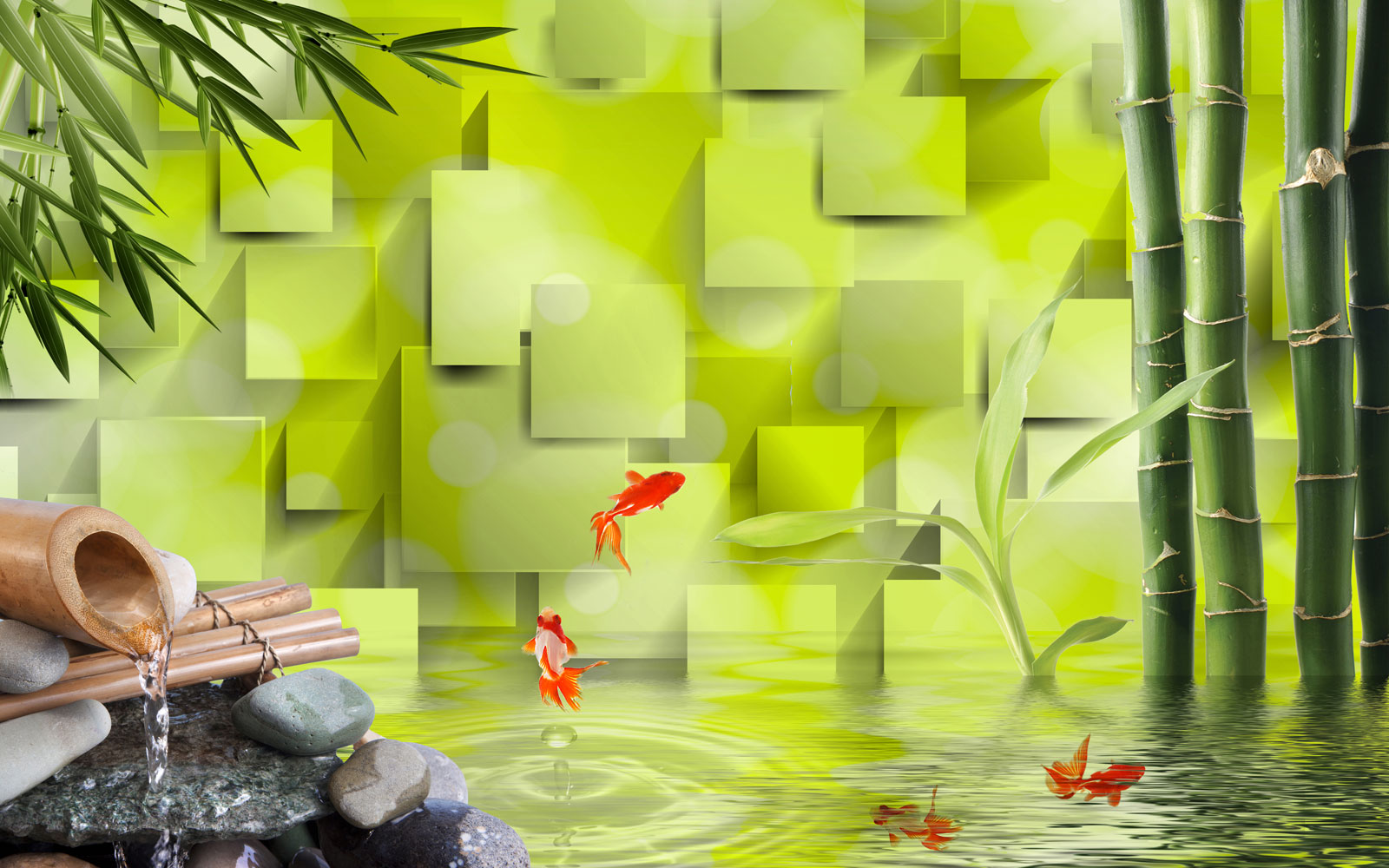 

Фотообои Walldeco Золотые рыбки и бамбук №40430 Бриз