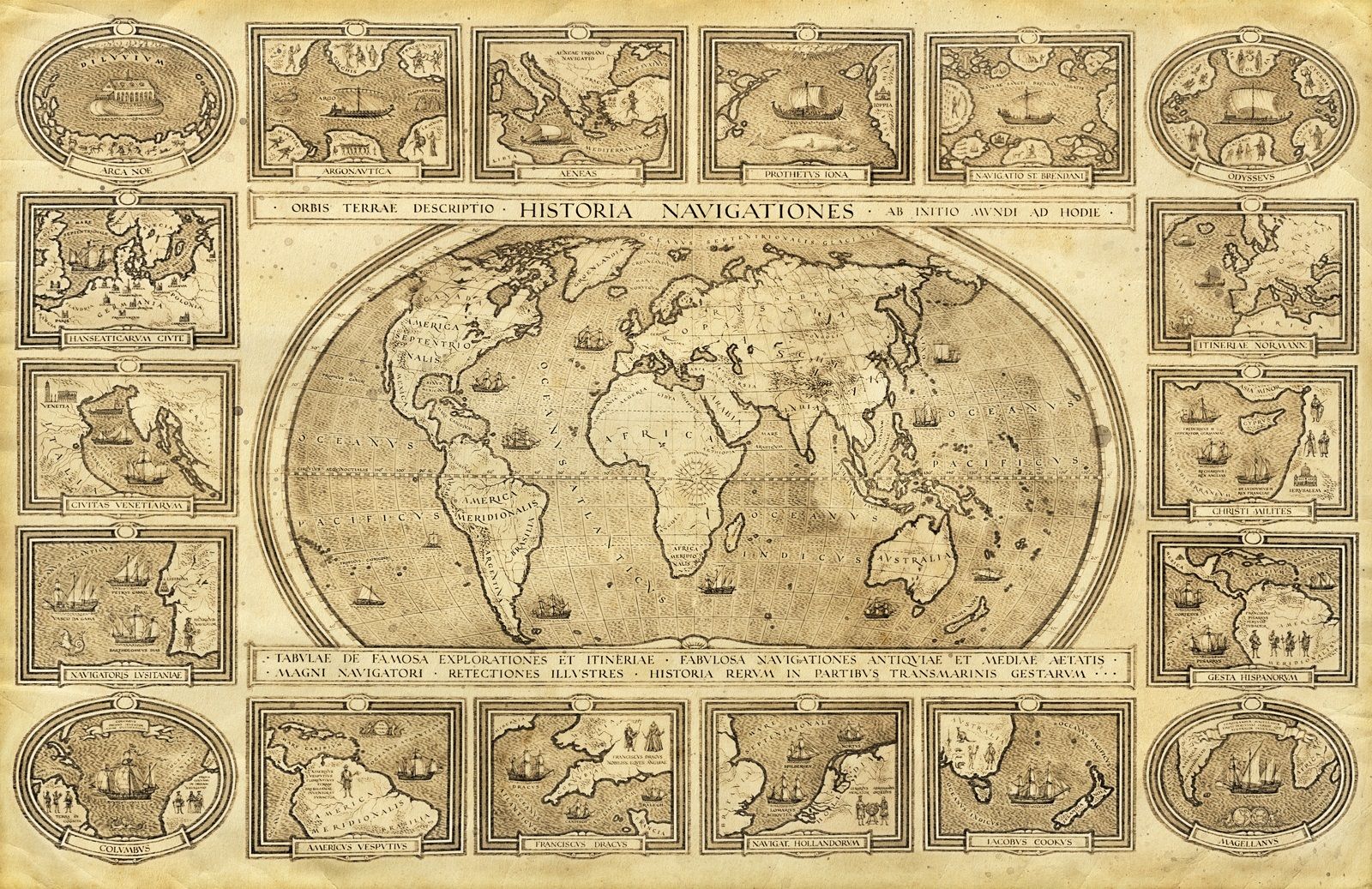 

Фотообои Walldeco Карта мира на старой бумаге №0312 Базальт