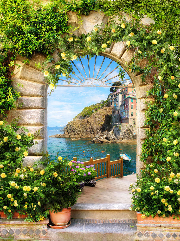 

Фотообои Walldeco Скала в окне №31573 Базальт