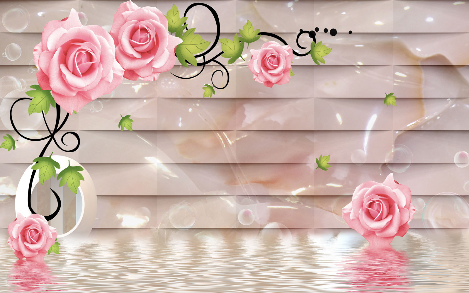 

Фотообои Walldeco Розы над водой №39553 Фреска