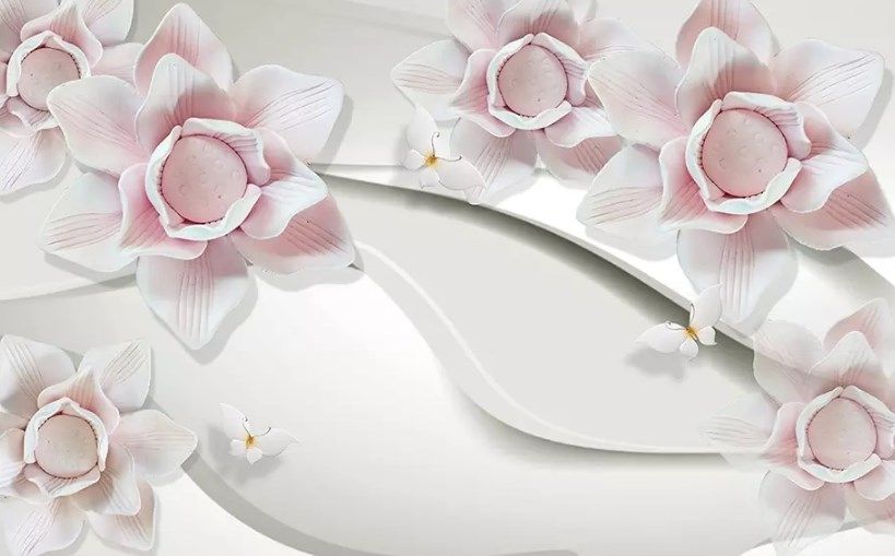

Фотообои Walldeco Нежно-розовые 3d цветы №dec_3035 Жаккард