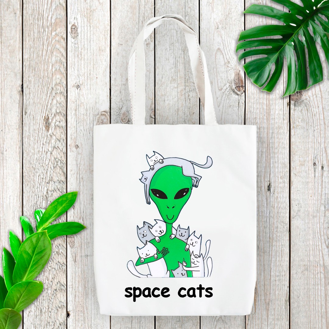 

Еко сумка space cats IMCAT Біла Розмір 32х38см Сute-Сat CRM-2--0020