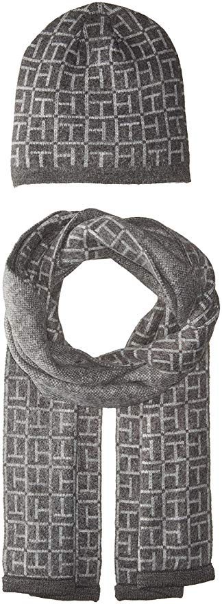

Комплект (шапка + шарф) Tommy Hilfiger Knit Allover Logo Hat and Scarf цвет Серый (AW-0002)