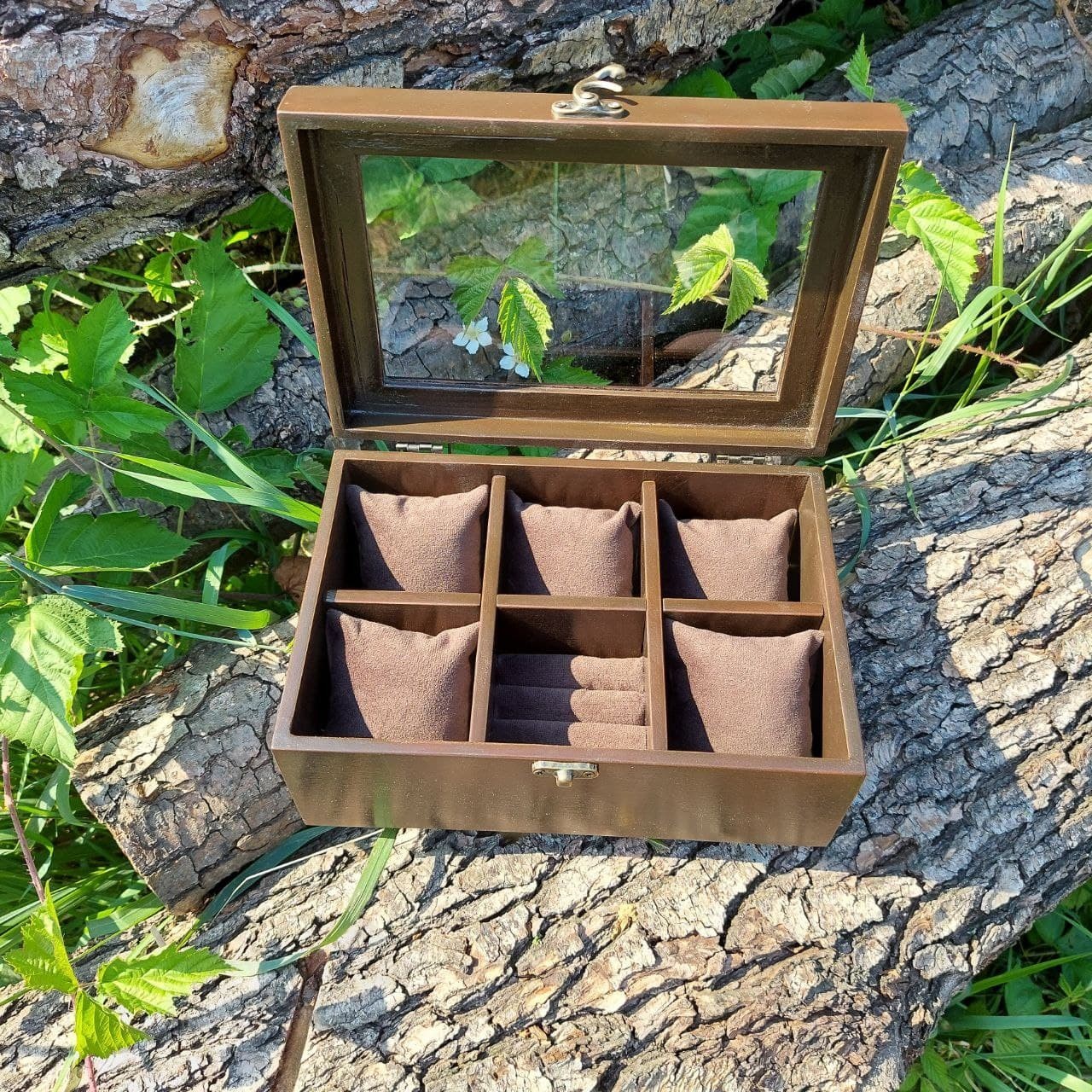 

Шкатулка Wooden Organizer, 5 часов с отделом для колец, 240*160*100мм