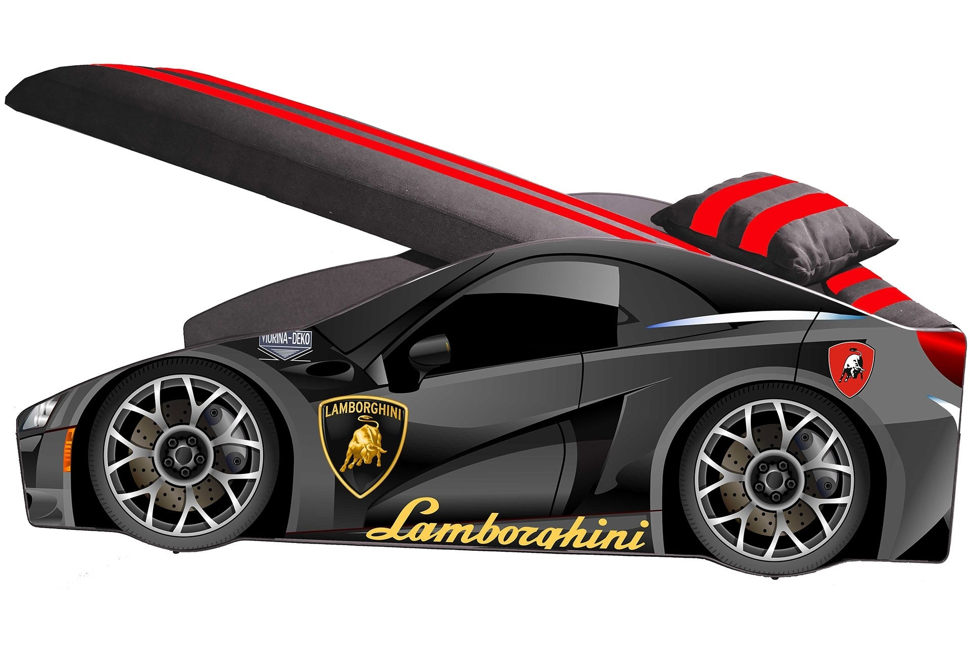 

Кровать-машинка с подъемным механизмом+матрас Viorina-Deko Элит Lamborghini Е-3 Графит 80х170