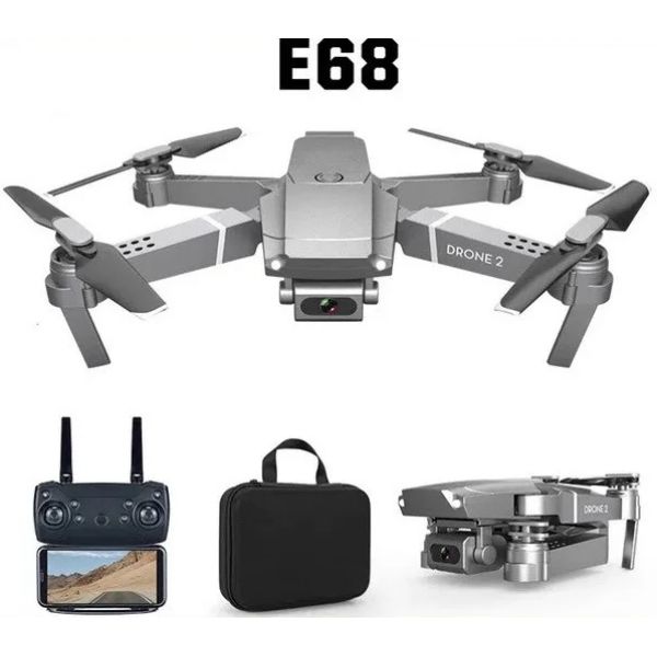 

Квадрокоптер дрон E68 c WiFi камерой складывающийся корпус с кейсом