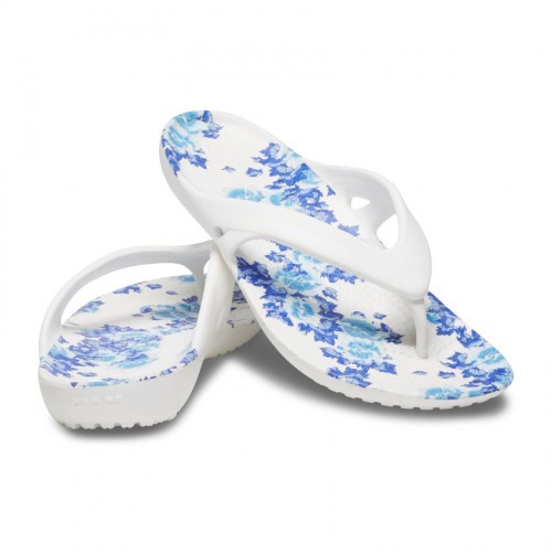 

Флип флопы Crocs Kadee, W7, 37-38, белые с голубым принтом