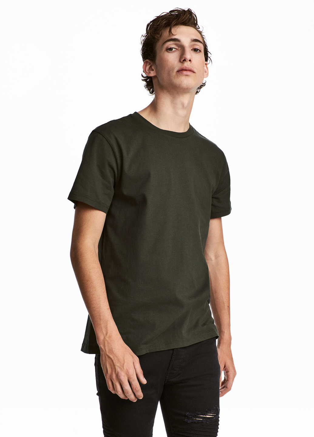 

Футболка H&M  Хаки 0541491_хаки_02, Футболка H&M S Хаки 0541491_хаки_02