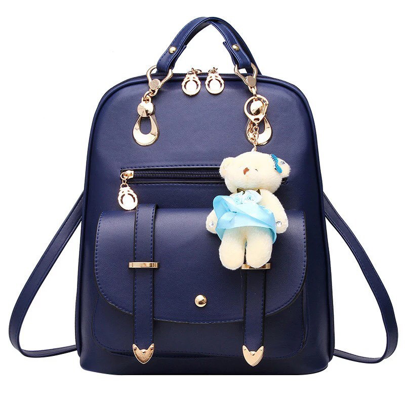

Женский рюкзак Винтаж с брелком мишкой Тедди Candy Bear Синий (1201/1001-4)