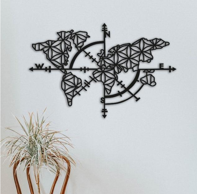

Картина из дерева DecArt карта Compass Map 80x50 см