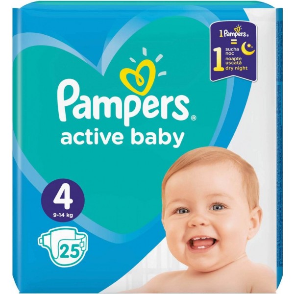 

Одноразовые подгузники Pampers Active Baby 4 (9-14 кг), 25 шт