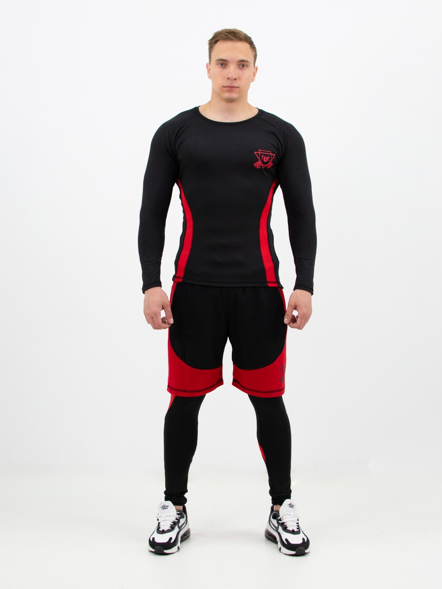 

Мужской спортивный комплект fitU Rush red 3.1  Черно-красный, Мужской спортивный комплект fitU Rush red 3.1 M Черно-красный