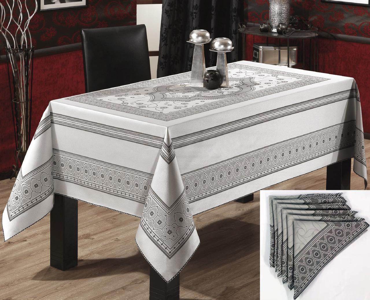 

Скатерть Sagol тефлон 160x350 St-052 Grey + 10 салфеток 45 см *