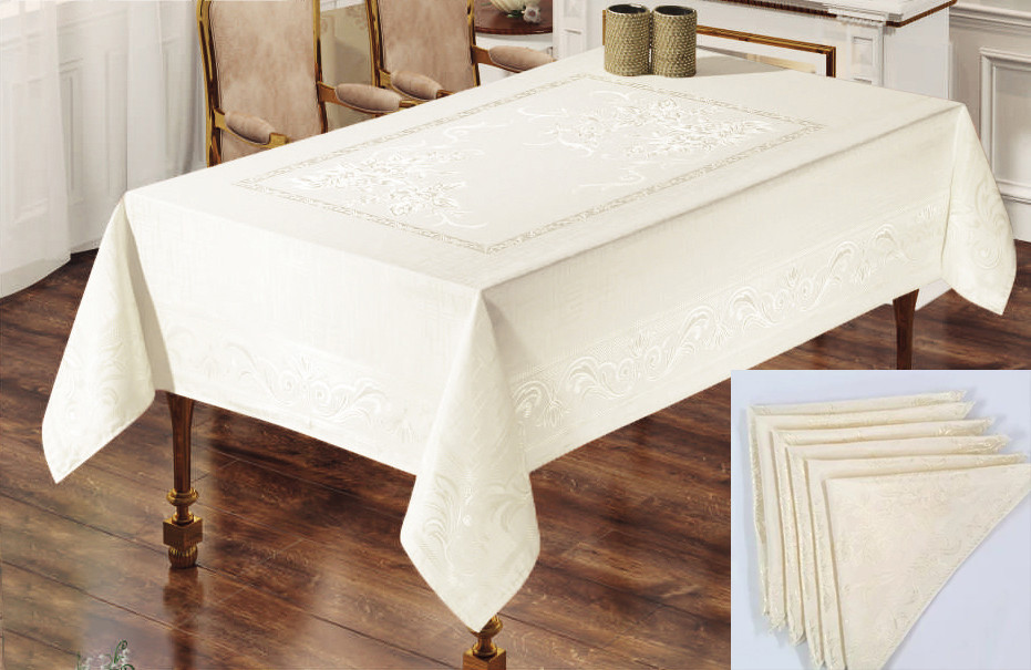 

Скатерть Sagol тефлон 160x220 Sgl-003 Cream + 6 салфеток *