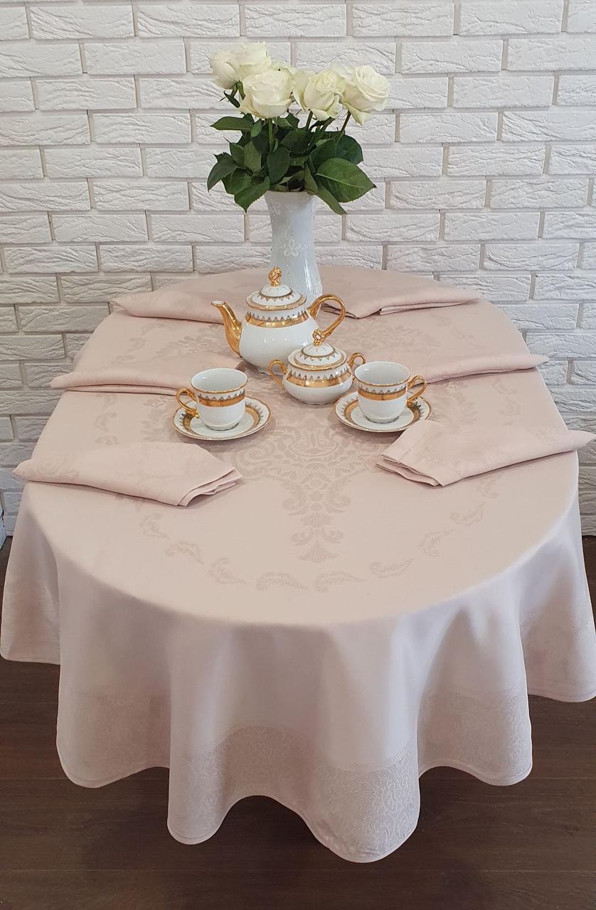 

Скатерть Sagol тефлон 160x300 ovale St-060 Cappucino + 8 салфеток 45 см *
