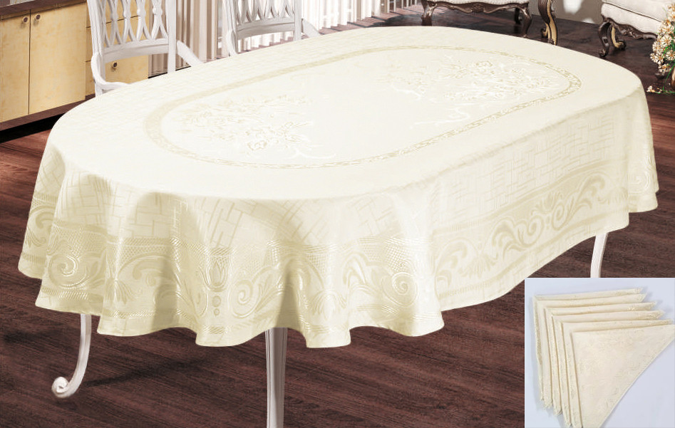

Скатерть Sagol тефлон 140x180 ovale Sgl-003 Cream + 6 салфеток *