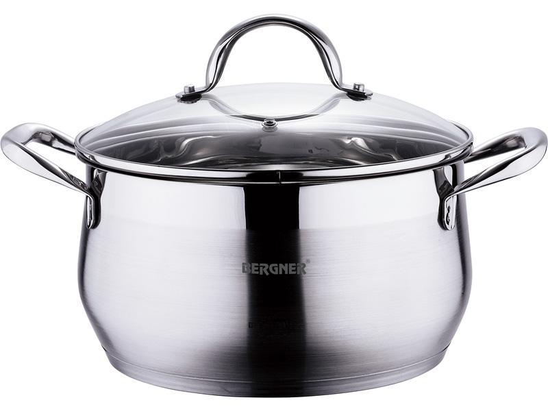 

Кастрюля Bergner Gourmet 4.5л из нержавеющей стали со стеклянной крышкой
