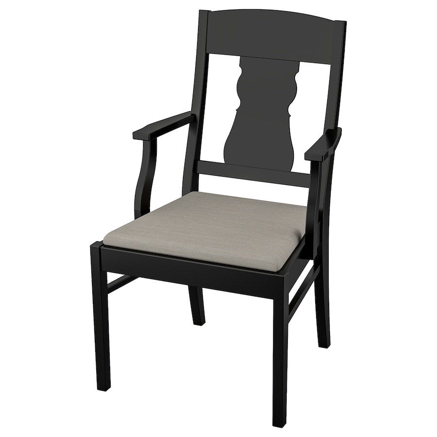 

Стілець з підлокітниками IKEA INGATORP чорний / Nolhaga сіро-бежевий (302.462.89)