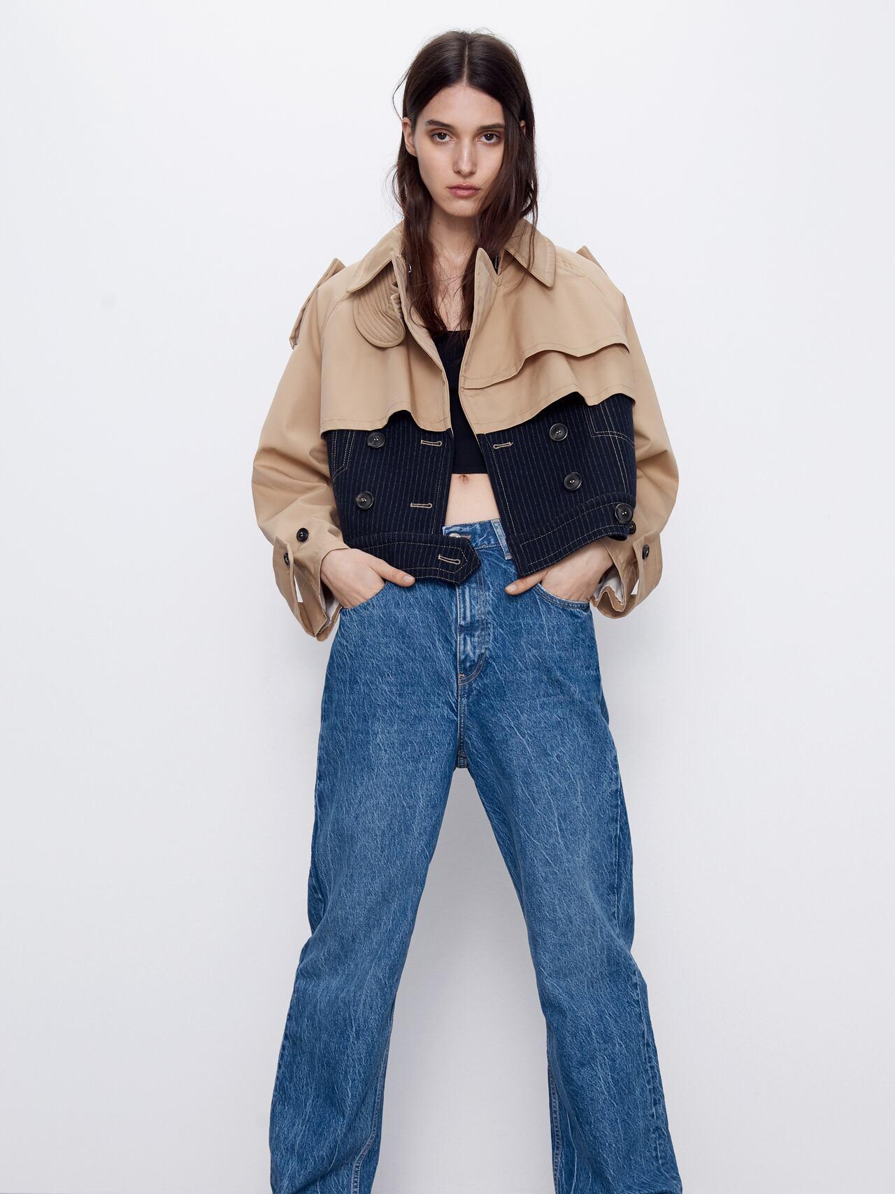 

Куртка Zara 1255/266/050 L Бежевая с темно-синим