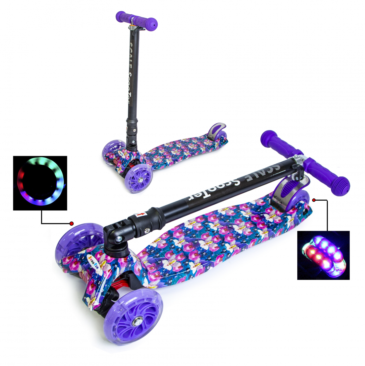 

Детский самокат Scooter Maxi со складной ручкой Орхидея