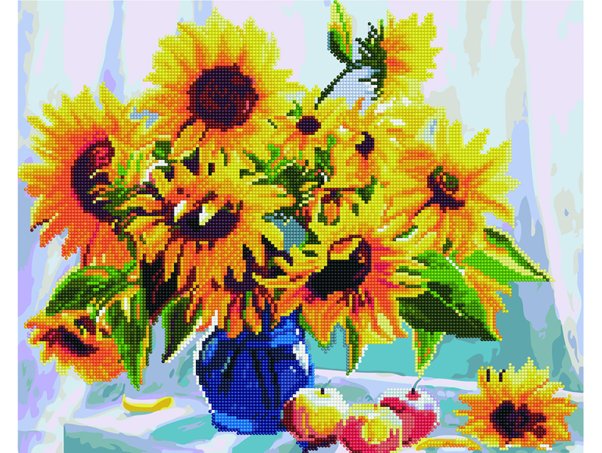 

Алмазная картина-раскраска Осенние подсолнухи 40х50 см в коробке, BrushMe