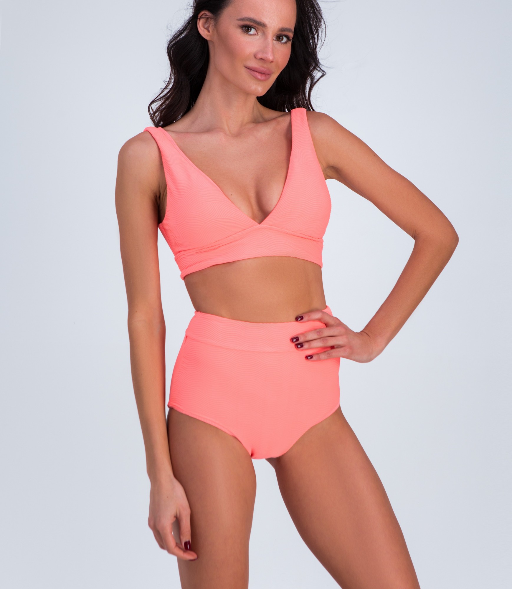 

Купальник раздельный SEAFOLLY персиковый S(36) с топом треугольной формы /ретро плавки