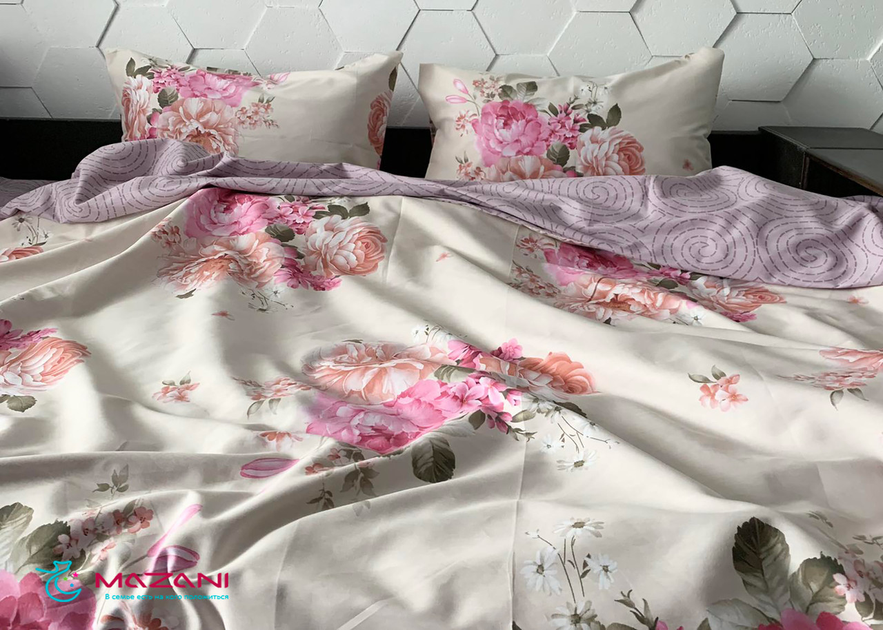 

Постельное белье евро Mazani Пионы 50х70 см, 200х220 см, без резинки 240х220 см