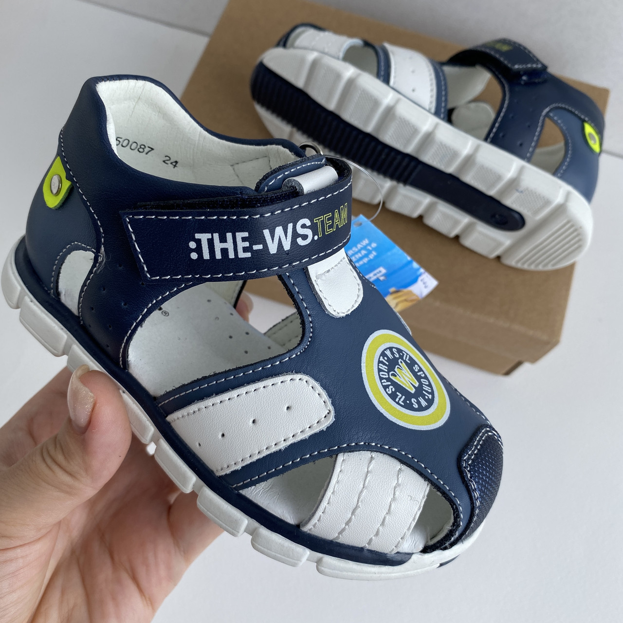 

Детские босоножки WeeStep р. 21 стелька 12,5 см для мальчика кожаные R913550087B синий