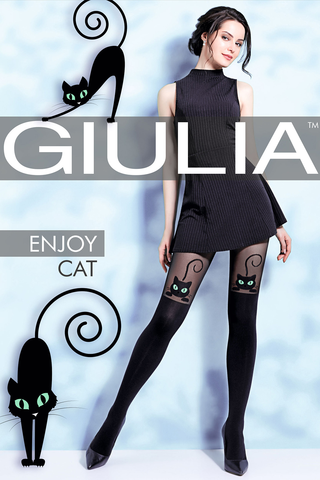 

Колготки с имитацией чулок Giulia ENJOY CAT 2 Nero