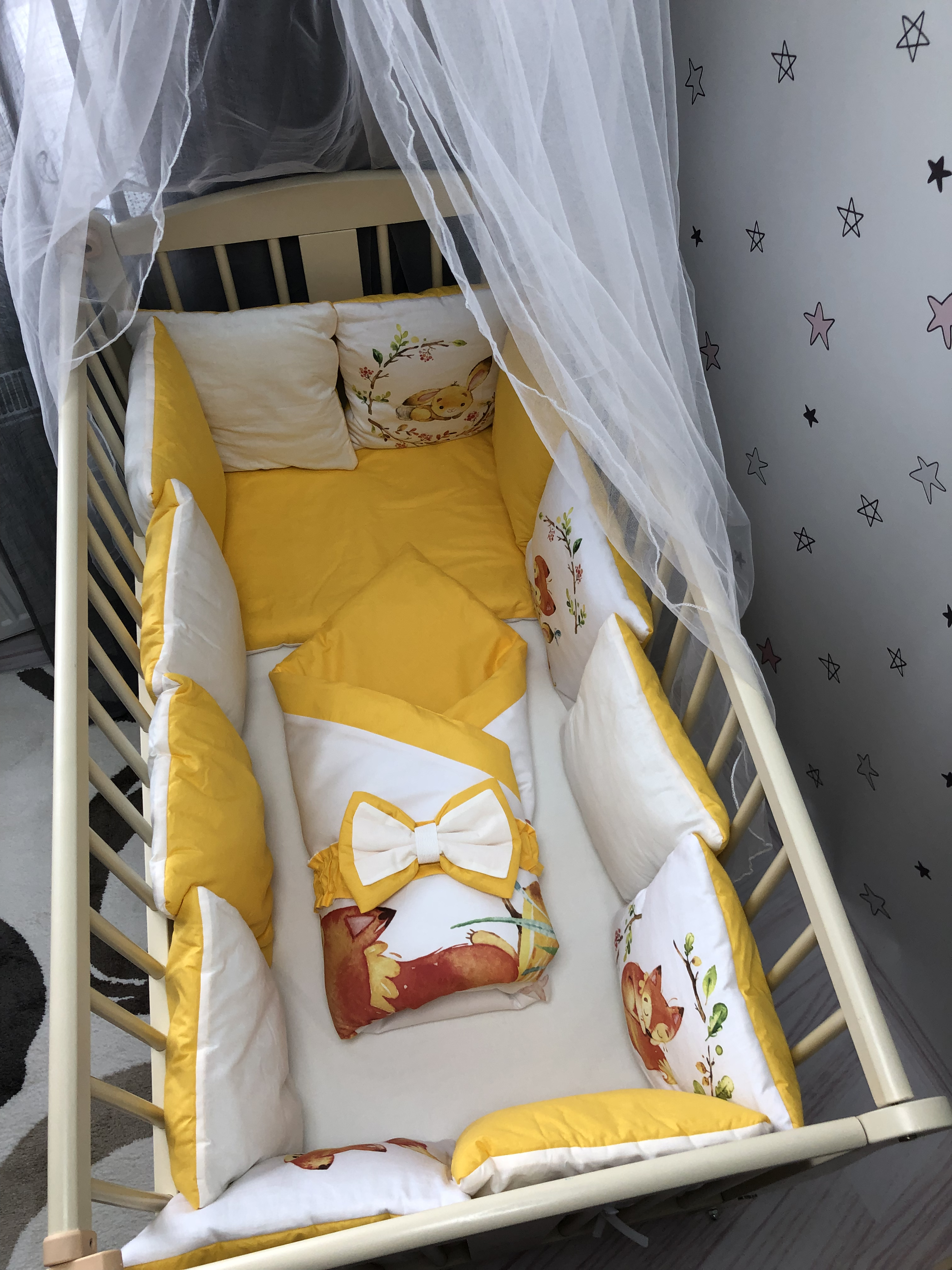 

Комплект постельного белья Baby Comfort Baby Bembi 8 элементов Лисёнок и Зайка желтый