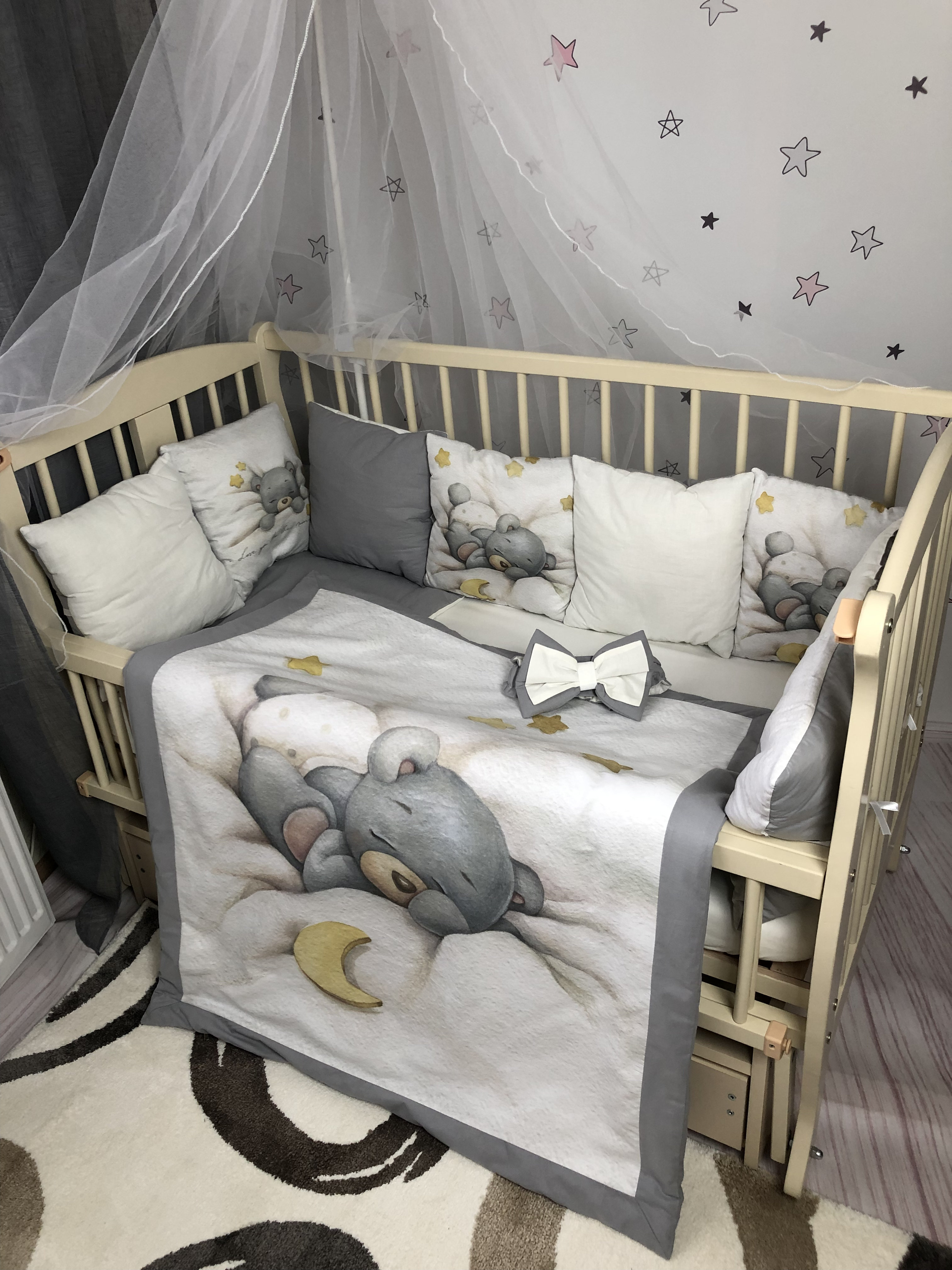 

Комплект постельного белья Baby Comfort Baby Bembi 8 элементов Мишка серый