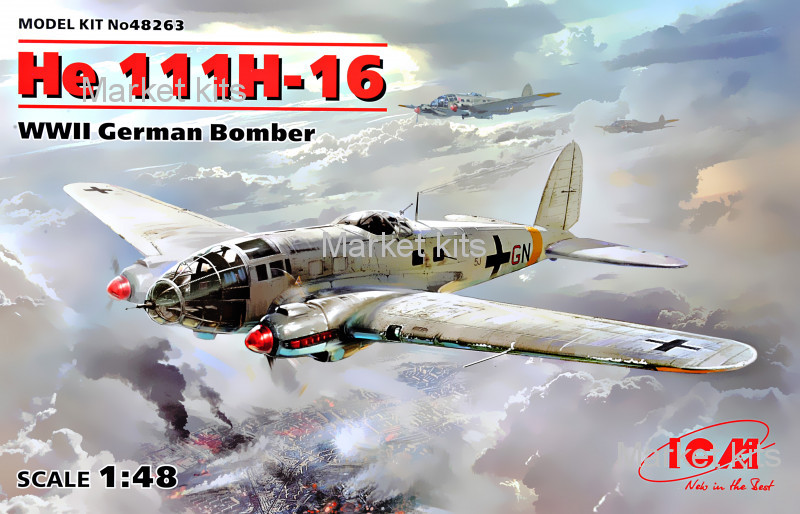 

Немецкий бомбардировщик He 111H-16, 2 МВ 1:48 ICM (ICM48263)