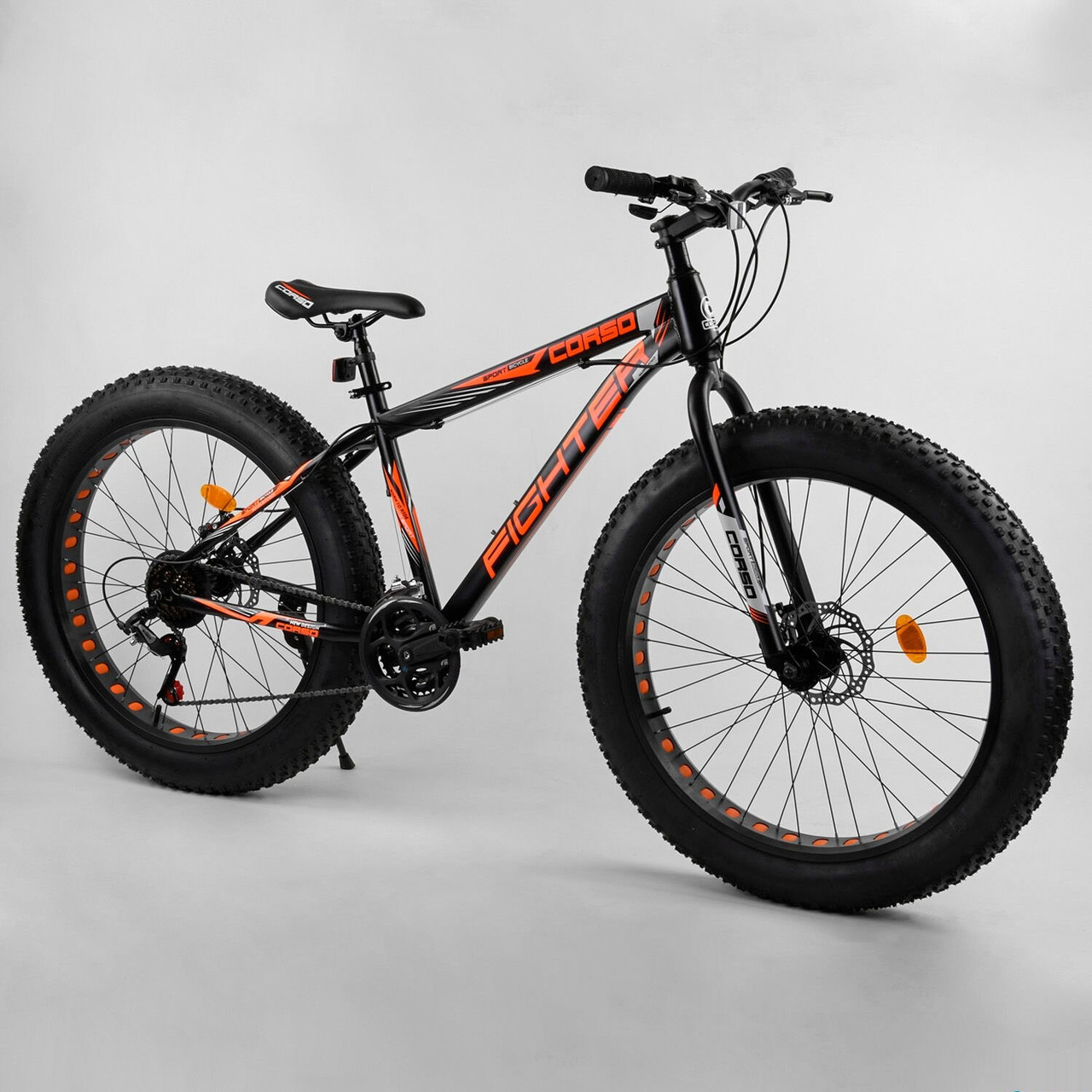 

Велосипед Спортивный 26" "CORSO" "Fighter" Black/Orange