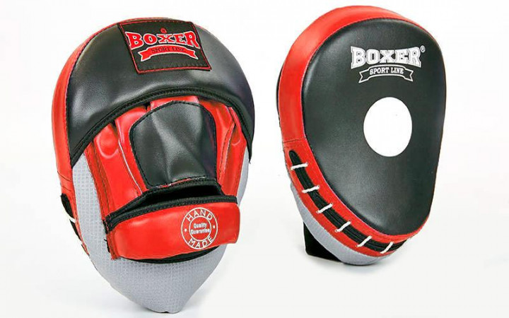 

Лапы боксерские Изогнутые Кожвинил (2шт) BOXER (23х19х4,5см) красный 2013-01