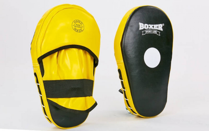 

Лапы боксерские Прямые удлиненная кожа (2шт) BOXER (38х18х4,5см) 2006-01 желтый