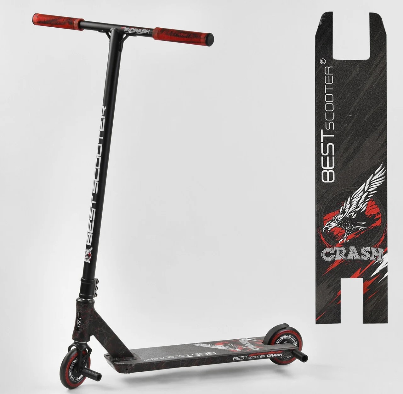 

Самокат трюковий Best Scooter 67839 с пегами Чорный с красным