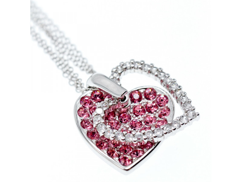 

Тройная серебряная цепочка с кулоном с фианитами Сердце Sky Jewelry 003332