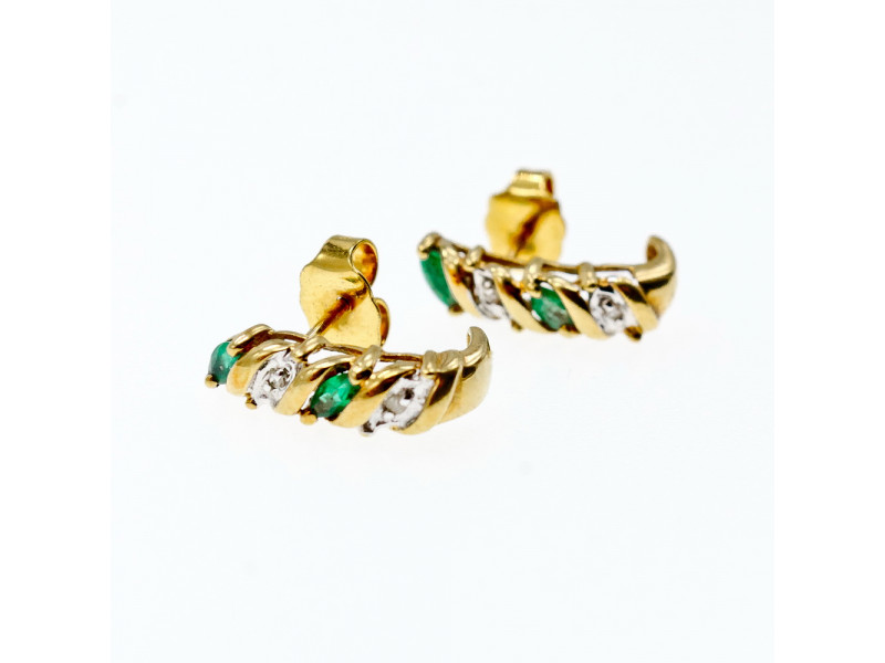 

Золотые серьги 10К (417 проба ) с изумрудом и бриллиантами Sky Jewelry 000552