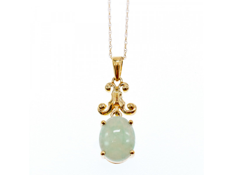 

Золотая цепочка с кулоном зеленый нефрит Натуральный Sky Jewelry 003335