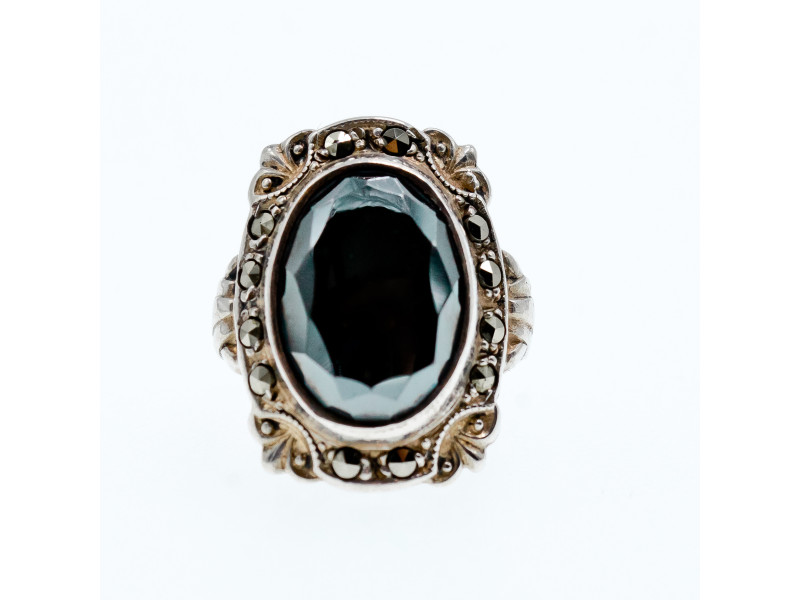 

Серебряное кольцо с камнями гематит и марказит Винтаж Натуральный Sky Jewelry 003268