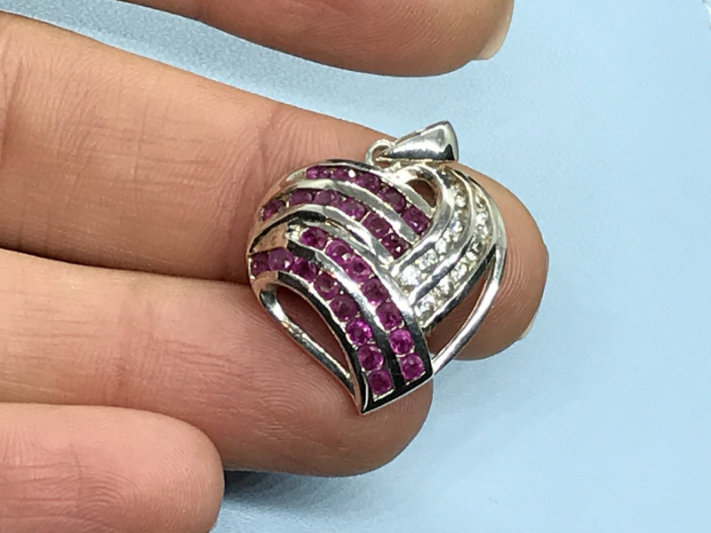 

Серебряный кулон с камнем розовая шпинель и фианитом Sky Jewelry 000206
